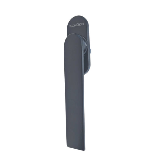 Close-up of a SCHUECO 269191 folding sliding hand lever in black for bifold doors.